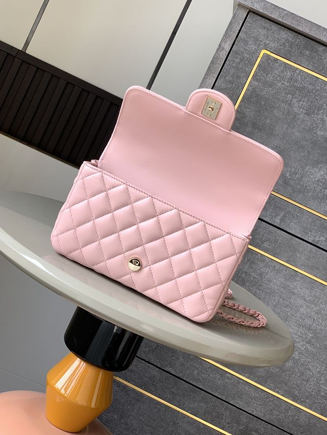 CC original lambskin mini top handle flap bag AS5243 pink