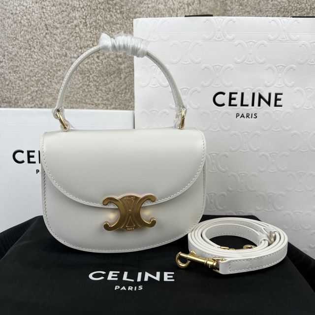 Celine original calfskin mini besace bag 10L063 white