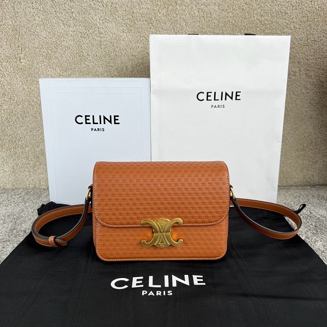 Celine original calfskin small triomphe bag 188423 tan