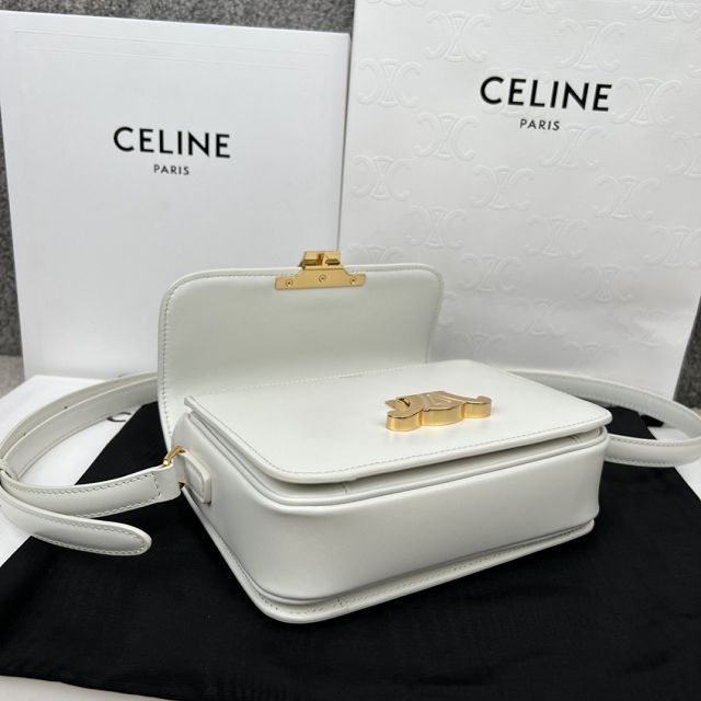 Celine original calfskin small triomphe bag 188423 white