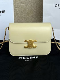 Celine original calfskin small triomphe chain bag 113583 beige