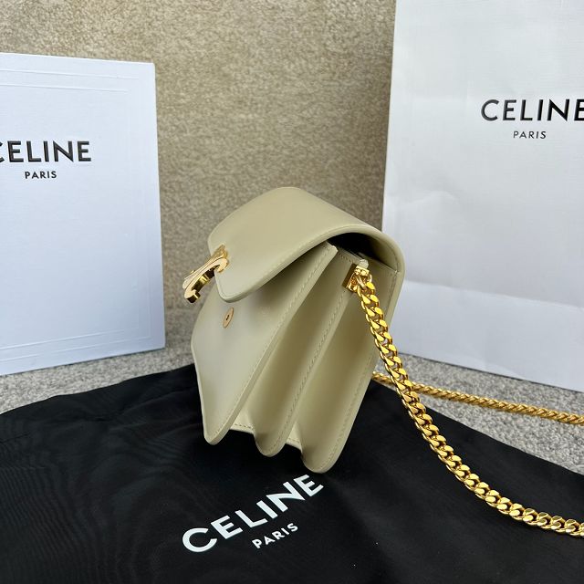 Celine original calfskin small triomphe chain bag 113583 beige