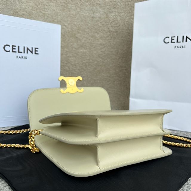 Celine original calfskin small triomphe chain bag 113583 beige