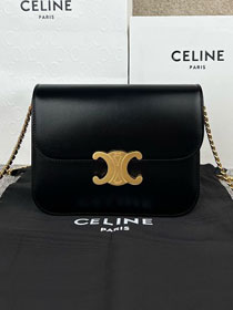 Celine original calfskin small triomphe chain bag 113583 black