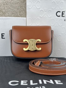 Celine original calfskin triomphe mini bag 101513 tan