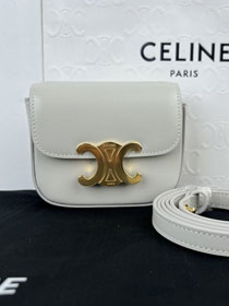 Celine original calfskin triomphe mini bag 101513 white