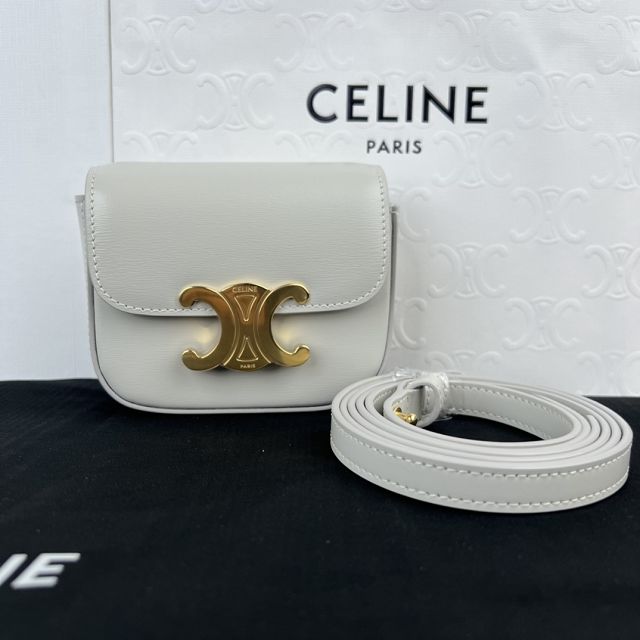 Celine original calfskin triomphe mini bag 101513 white