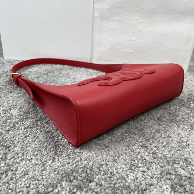 Celine original calfskin triomphe shoulder bag 198153 rose red