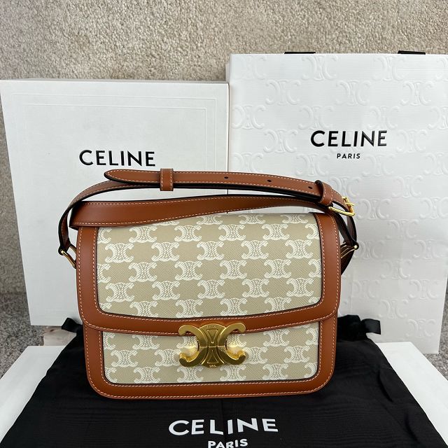 Celine original canvas medium triomphe bag 187363 beige