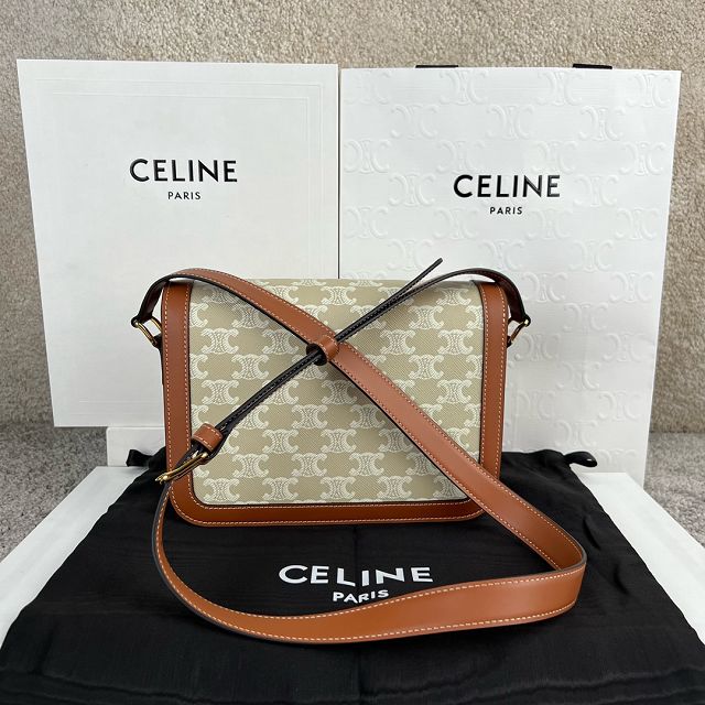 Celine original canvas medium triomphe bag 187363 beige