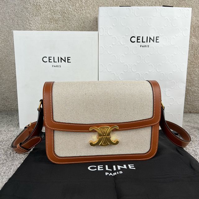 Celine original canvas medium triomphe bag 187363 natural