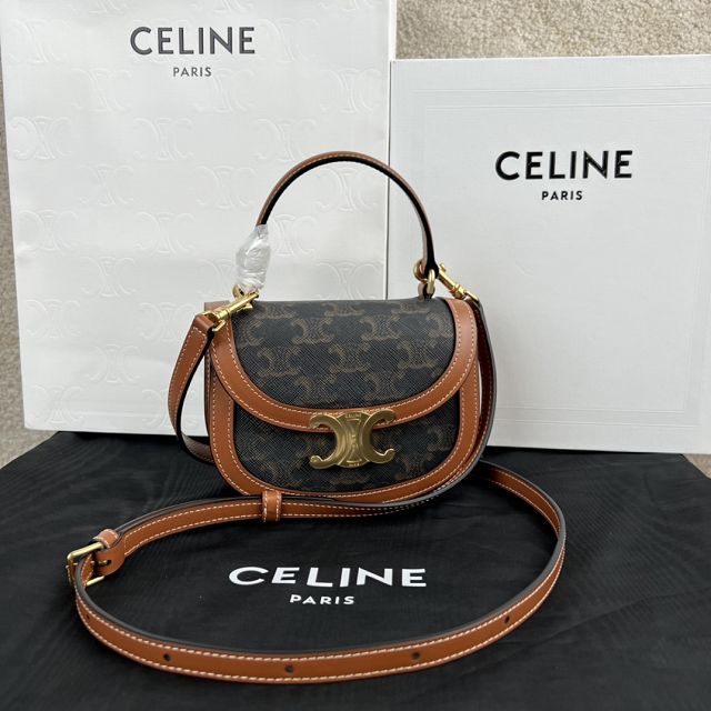 Celine original canvas mini besace bag 10L063 tan