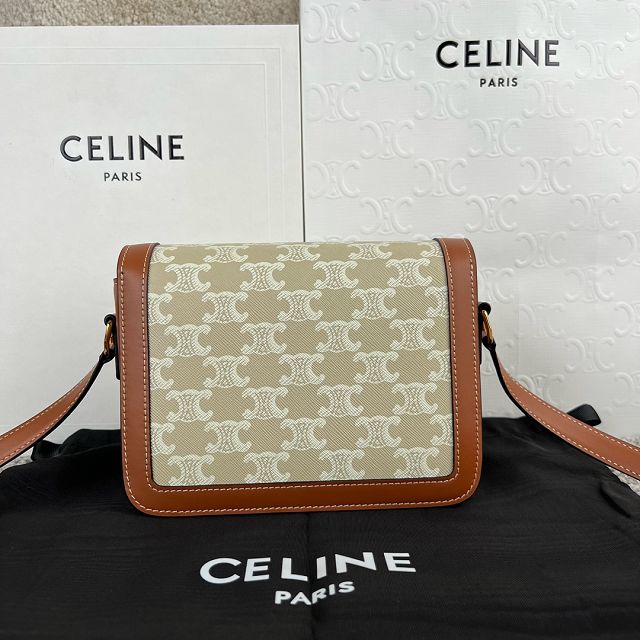 Celine original canvas small triomphe bag 188423 beige