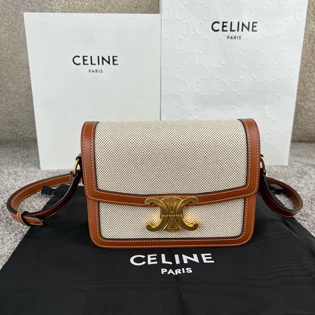 Celine original canvas small triomphe bag 188423 natural