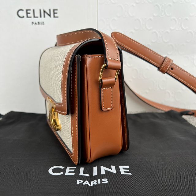 Celine original canvas small triomphe bag 188423 natural