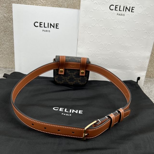 Celine original canvas triomphe belt bag 4523 tan