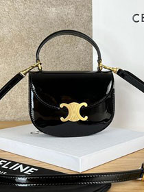 Celine original patent calfskin mini besace bag 10L063 black