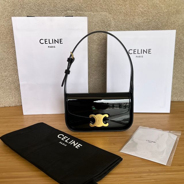 Celine original patent calfskin terence shoulder bag 118313 black