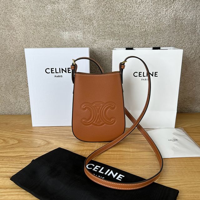 celine original calfskin phone case 10M753 tan