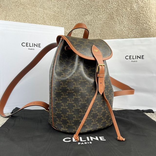 Celine original canvas triomphe backpack 117902 tan