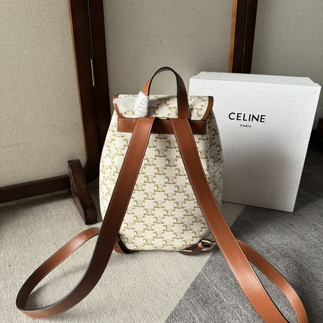 Celine original canvas triomphe backpack 117902 white