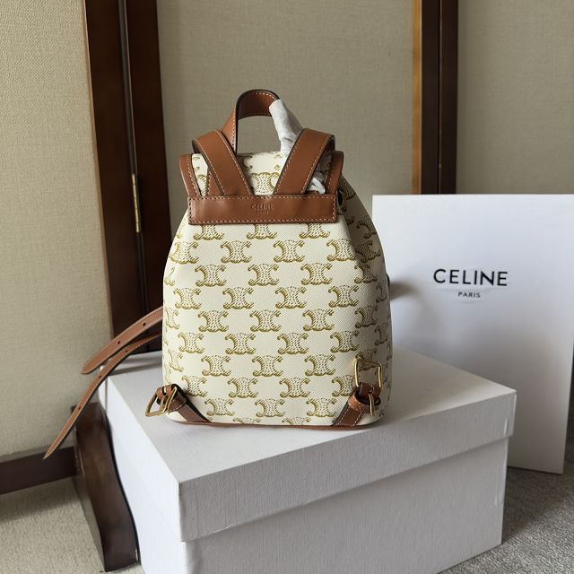 Celine original canvas triomphe mini backpack 197662 white