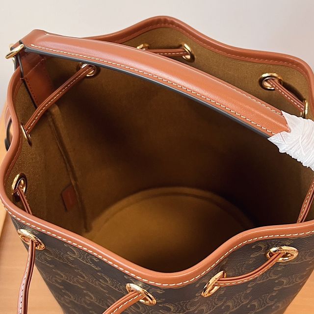 Celine original triomphe canvas bucket bag 116882 tan