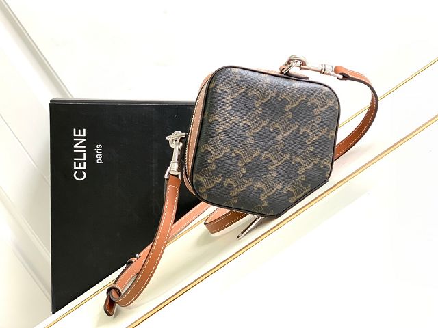 Celine original triomphe canvas cube box 111682 tan