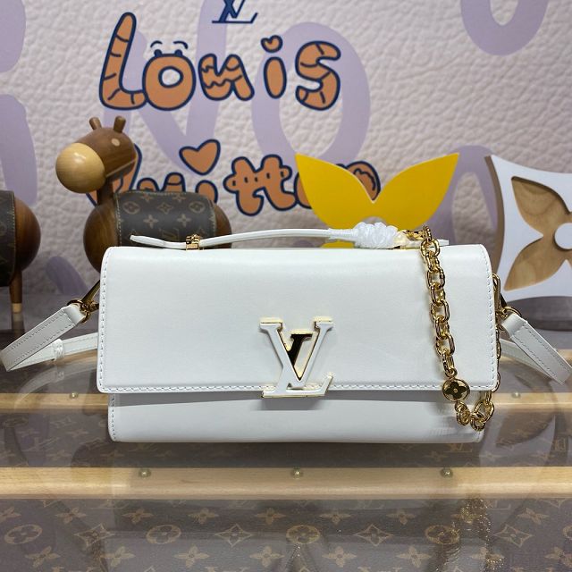 Louis vuitton original calfskin capucines wallet on chain M12143 white