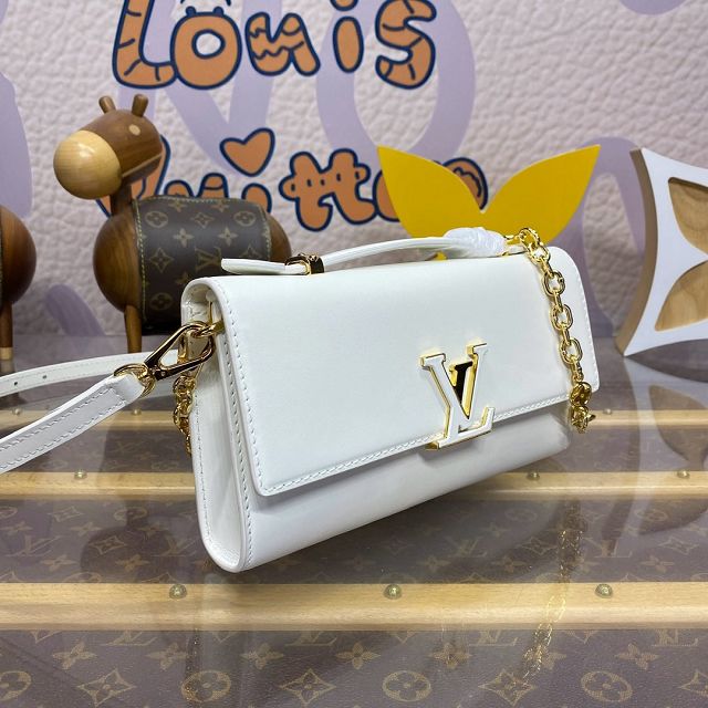 Louis vuitton original calfskin capucines wallet on chain M12143 white