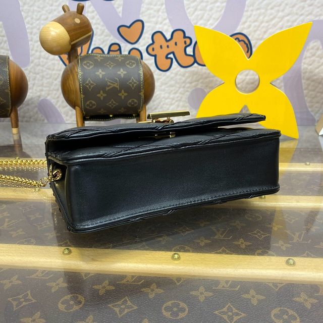 Louis vuitton original lambskin GO-14 wallet on chain M13139 black 