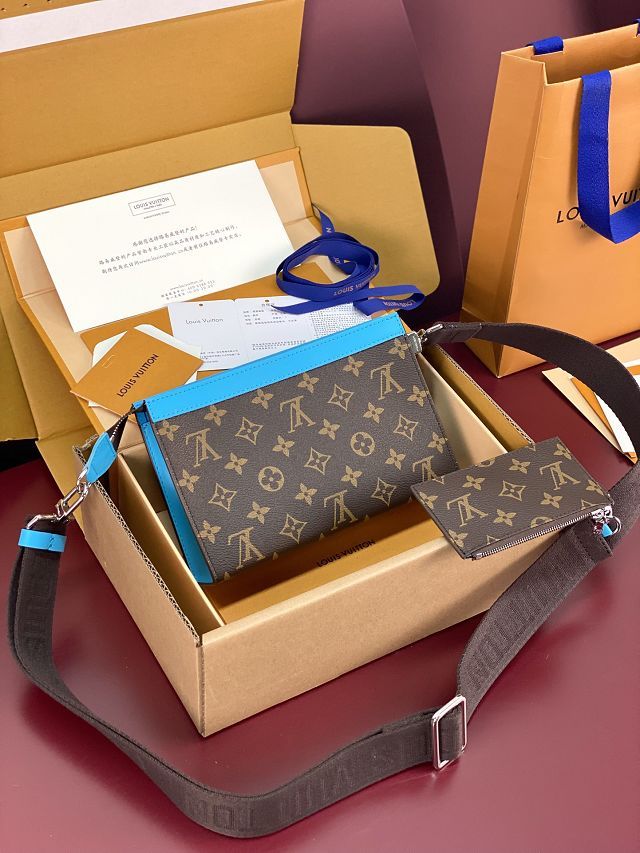 Louis vuitton original monogram canvas wearable wallet M81124 blue