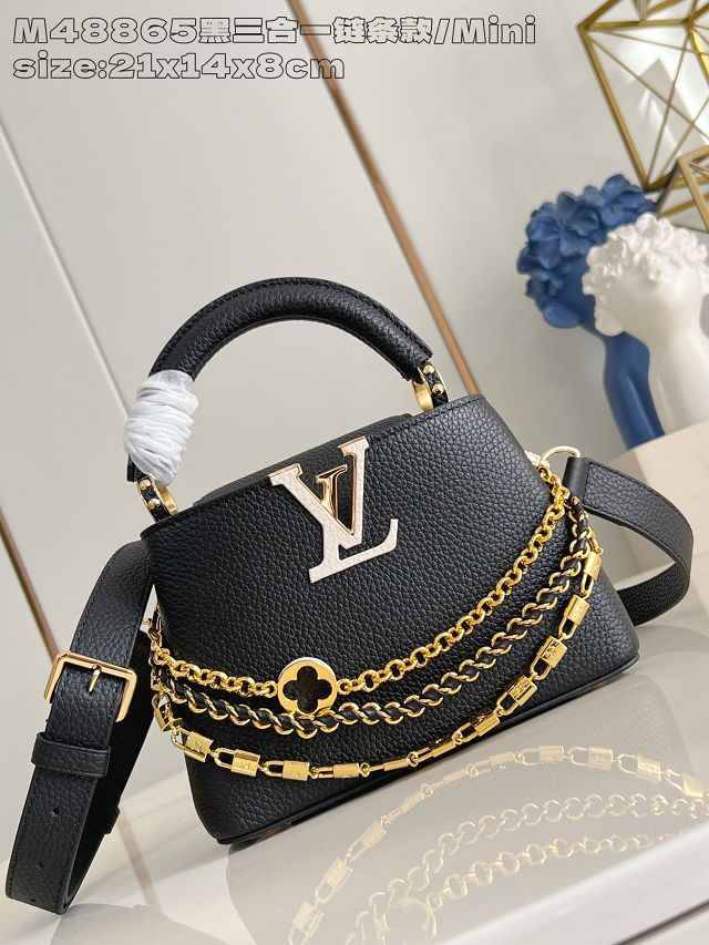 Louis vuitton original calfskin capucines mini M11906 black