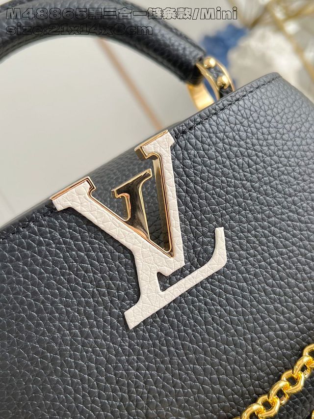 Louis vuitton original calfskin capucines mini M11906 black