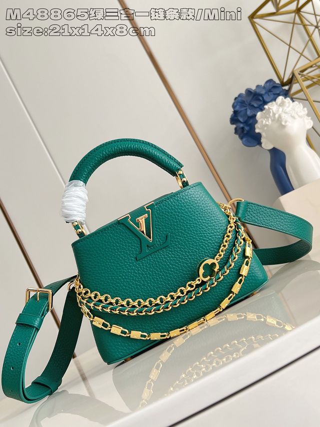 Louis vuitton original calfskin capucines mini M11906 green