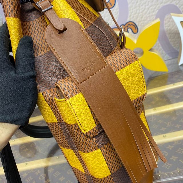 Louis vuitton original damier canvas christopher mm backpack N40654 yellow