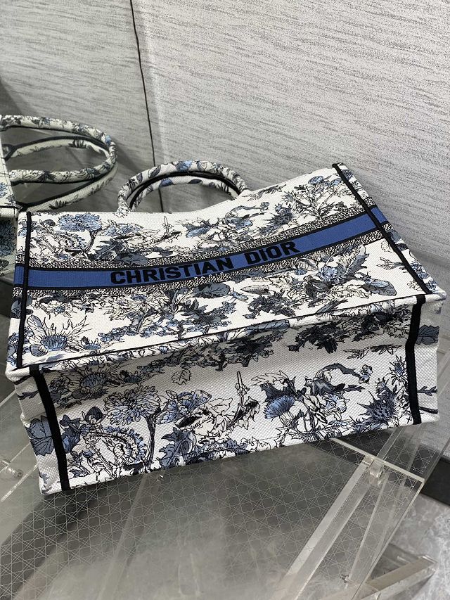 Dior original cotton large book tote bag M1286 white&blue