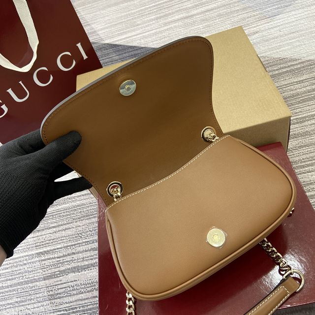 GG original calfskin blondie small shoulder bag 815711 brown