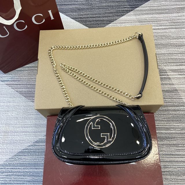 GG original patent calfskin blondie small shoulder bag 815711 black