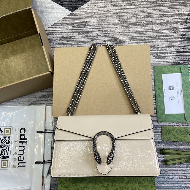 GG original shiny calfskin dionysus medium shoulder bag 795005 white