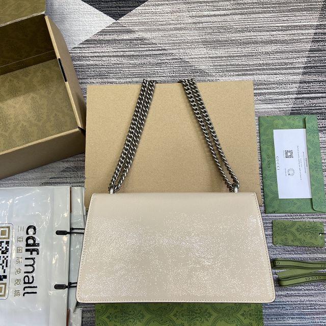GG original shiny calfskin dionysus medium shoulder bag 795005 white