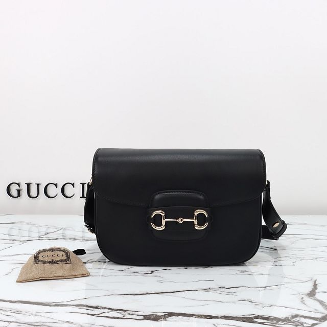 GG original calfskin 1955 horsebit shoulder bag 815178 black