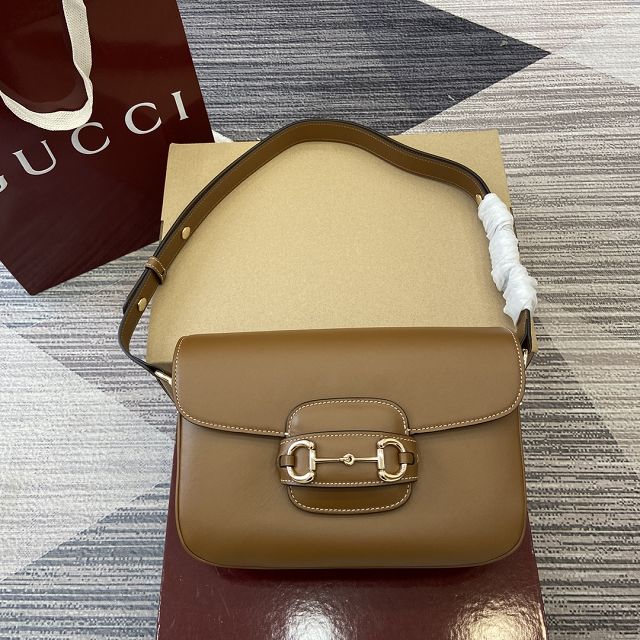GG original calfskin 1955 horsebit shoulder bag 815178 brown