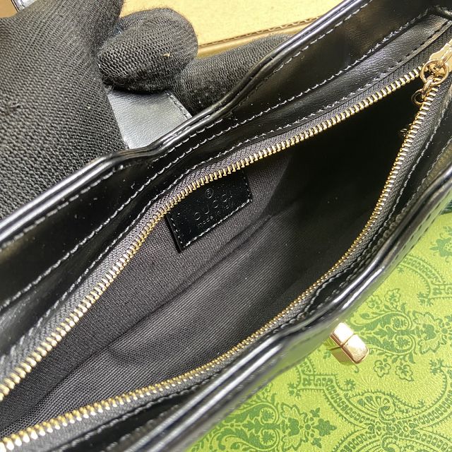 GG original calfskin moon side shoulder bag 786015 black
