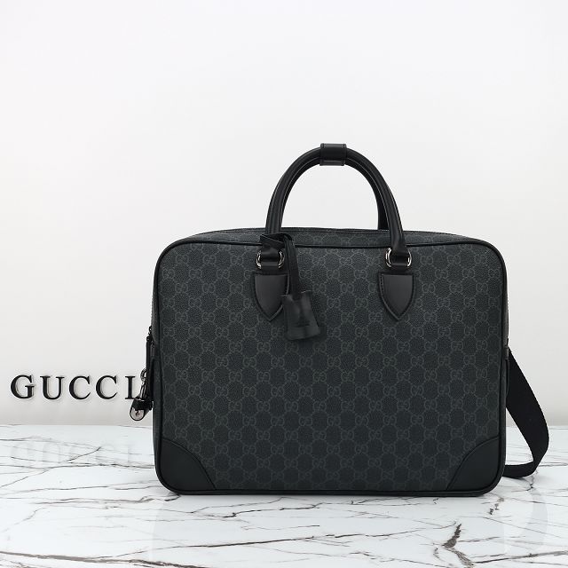 GG original canvas emblem medium briefcase 821149 black