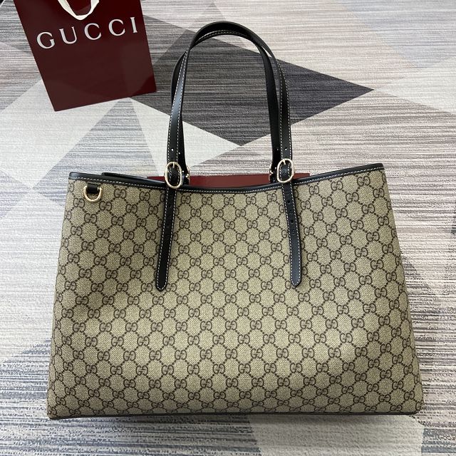 GG original canvas emblem maxi tote bag 815212 black