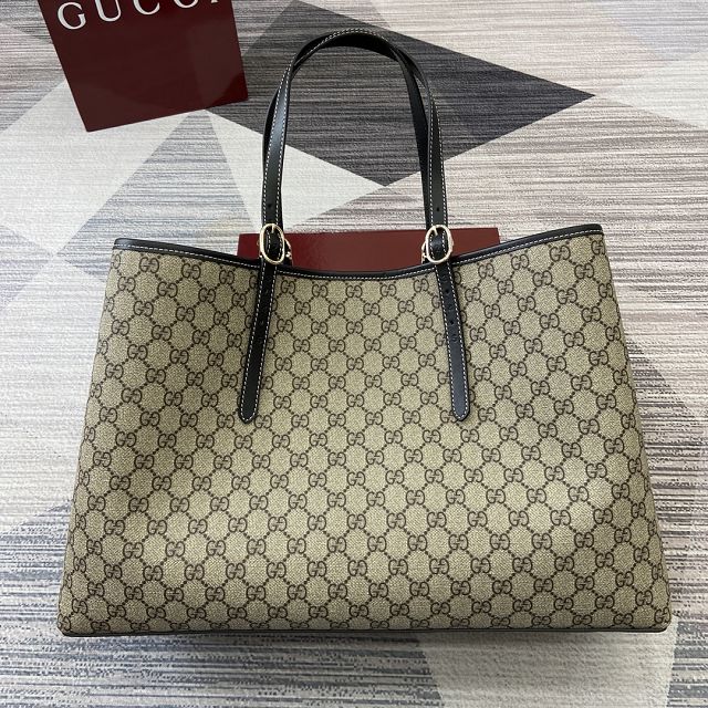 GG original canvas emblem maxi tote bag 815212 black