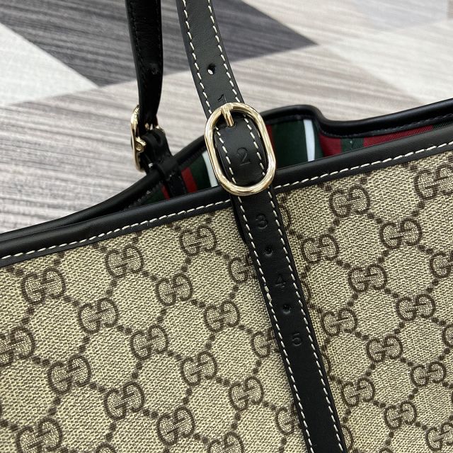 GG original canvas emblem maxi tote bag 815212 black