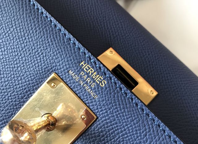 Hermes original epsom leather kelly 25 bag K25-1 blue agate	