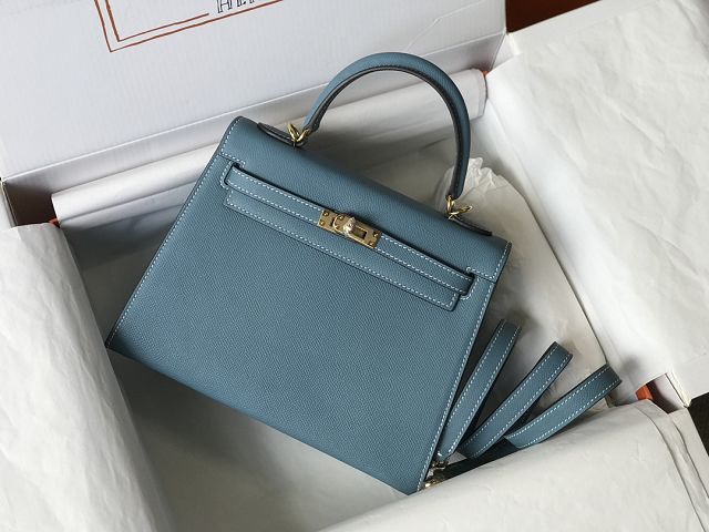 Hermes original epsom leather kelly 28 bag K28-2 blue jean
